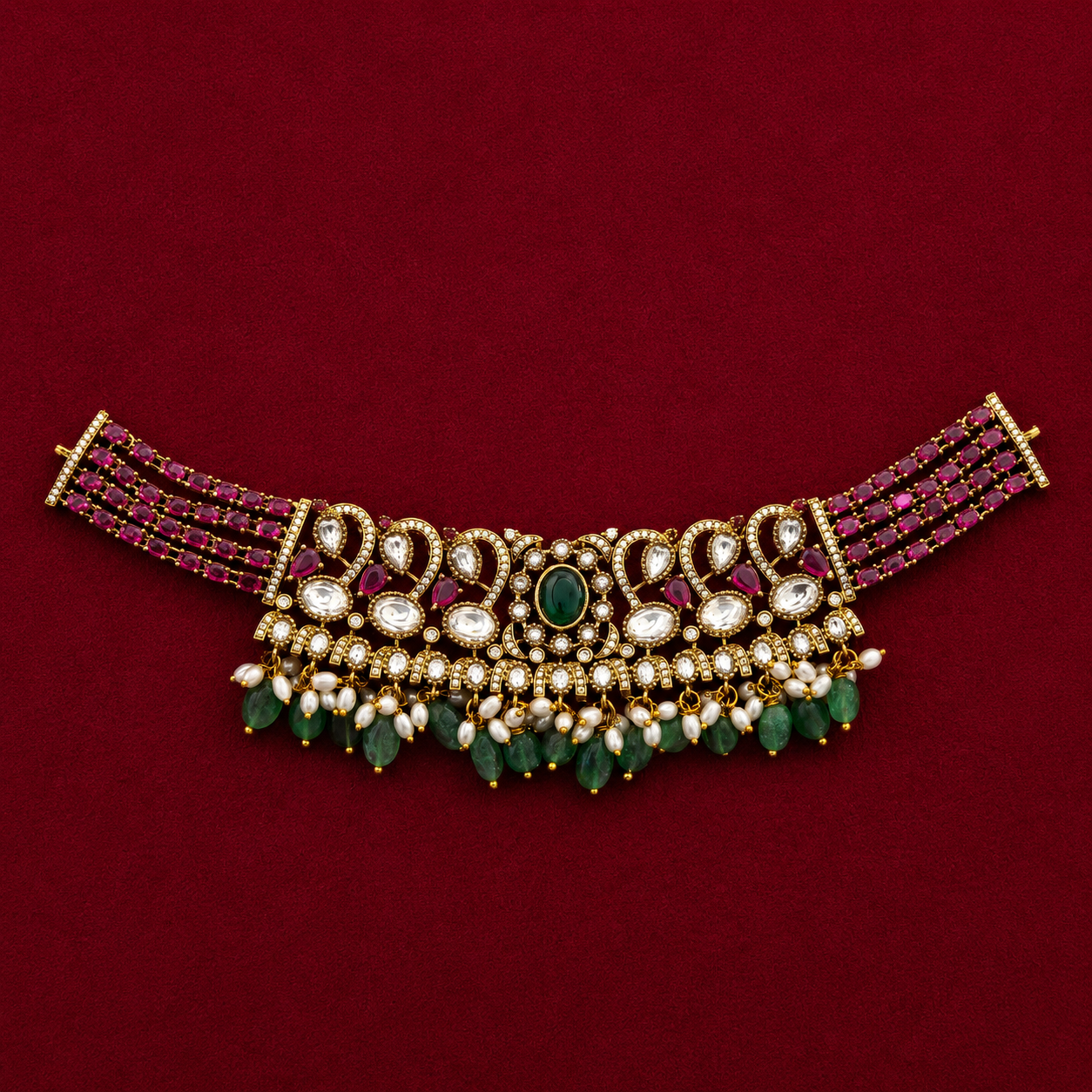 Royal Ruby Emerald Necklace set