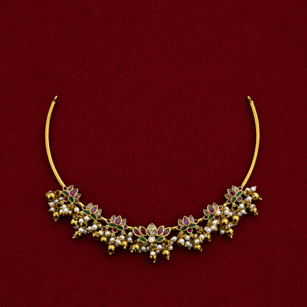 Lotus Pearl Choker Necklace Set