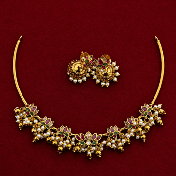 Lotus Pearl Choker Necklace Set