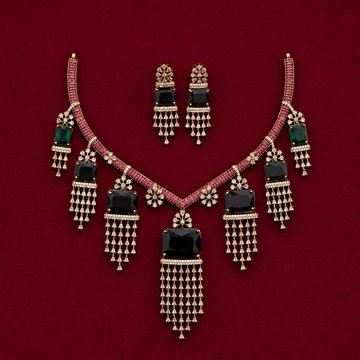 Emerald Green Cryatal Hanger CZ Drop Necklace Set