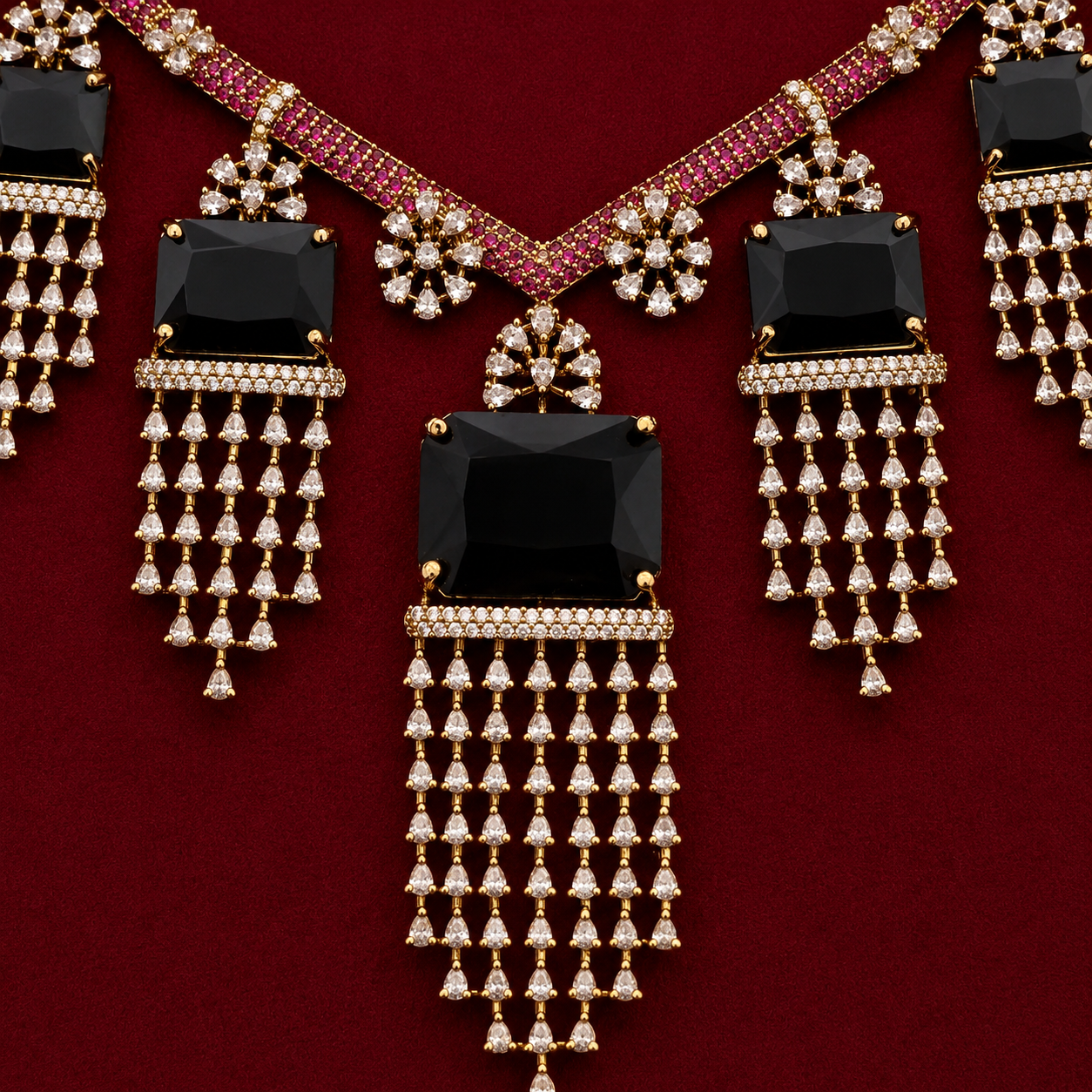 Emerald Green Cryatal Hanger CZ Drop Necklace Set