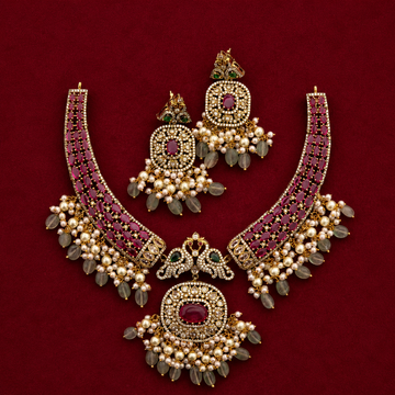 Peacock Ruby Kundan Choker Necklace Set