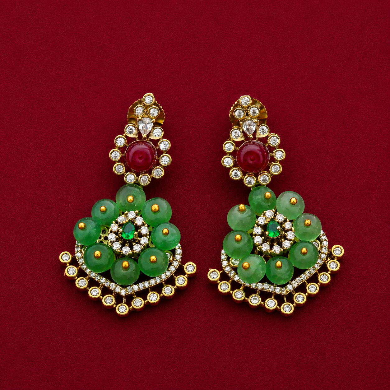 Emerald Floral Necklace Set