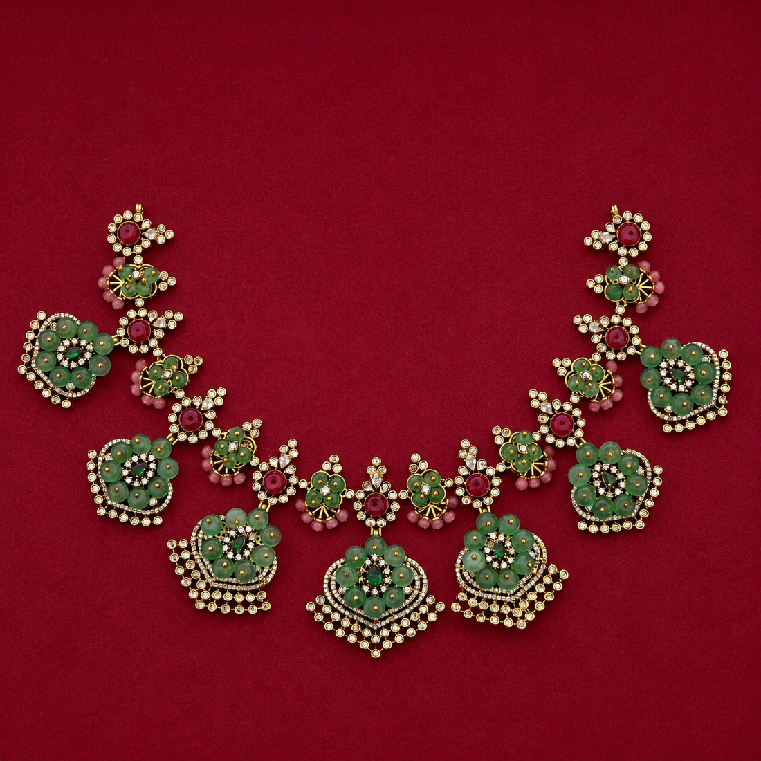 Emerald Floral Necklace Set
