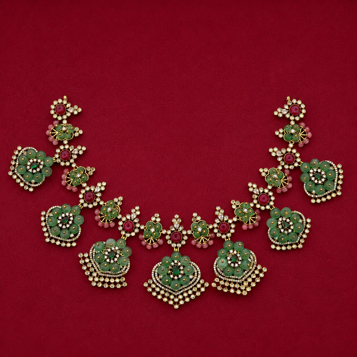 Emerald Floral Necklace Set