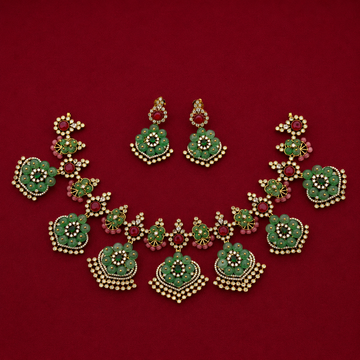 Emerald Floral Necklace Set