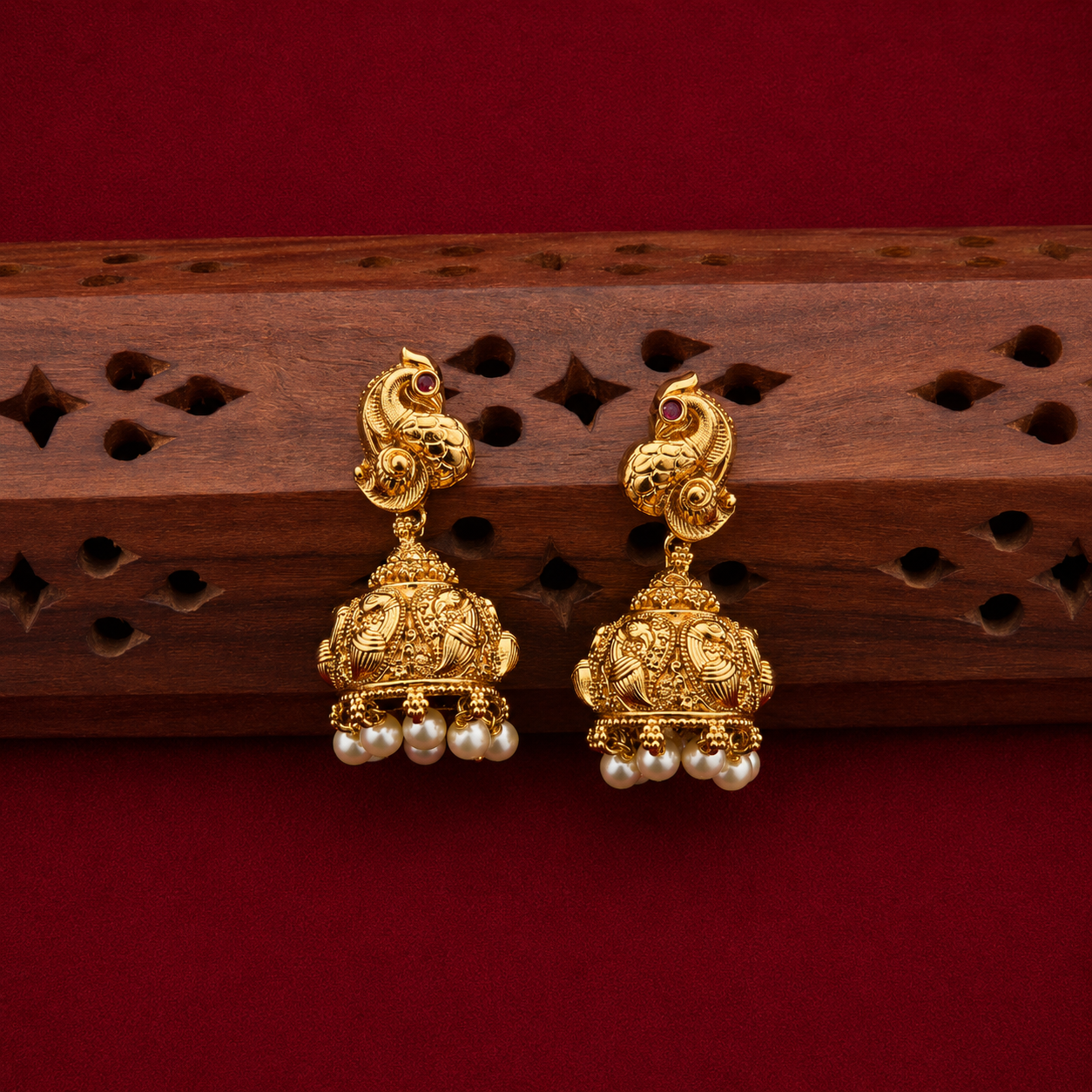Peacock Paisley Necklace set with Jhumkas