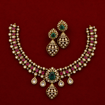 Emerald Ruby Kundan Necklace Set
