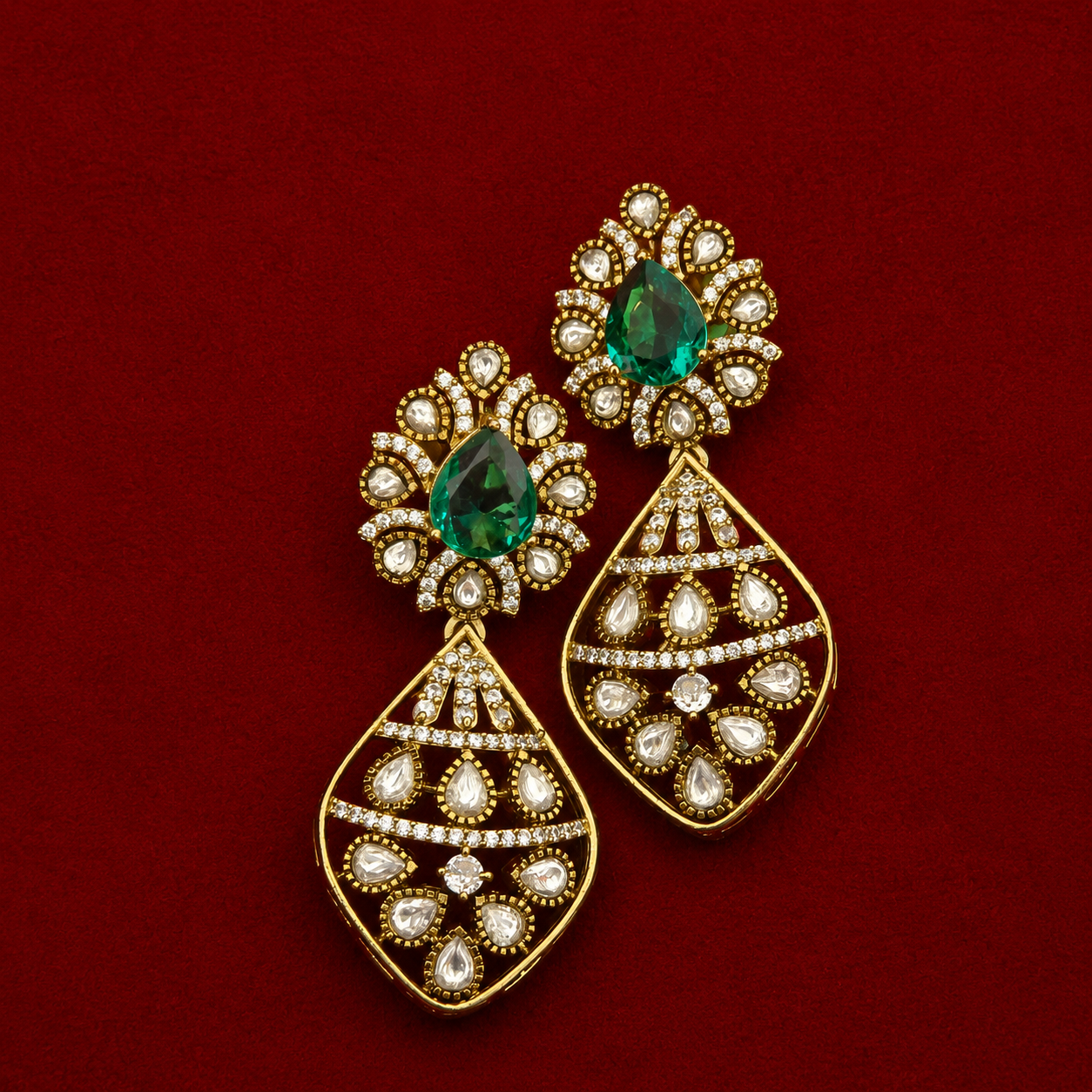 Emerald Ruby Kundan Necklace Set