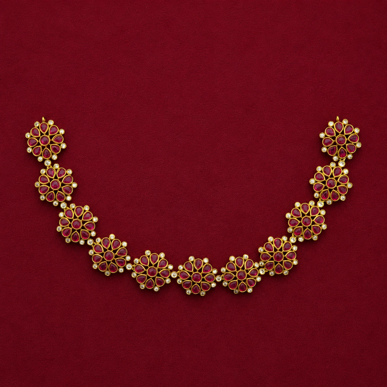 Ruby Floral Kundan Necklace Set