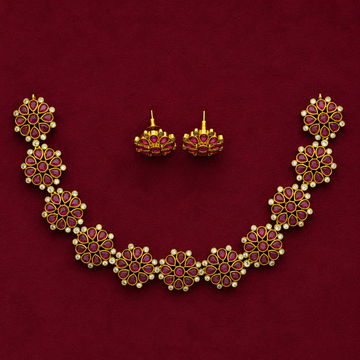 Ruby Floral Kundan Necklace Set