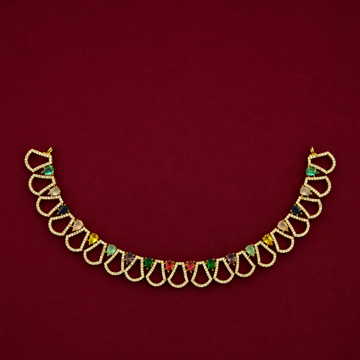 Multicolor CZ Hasli Necklace Set