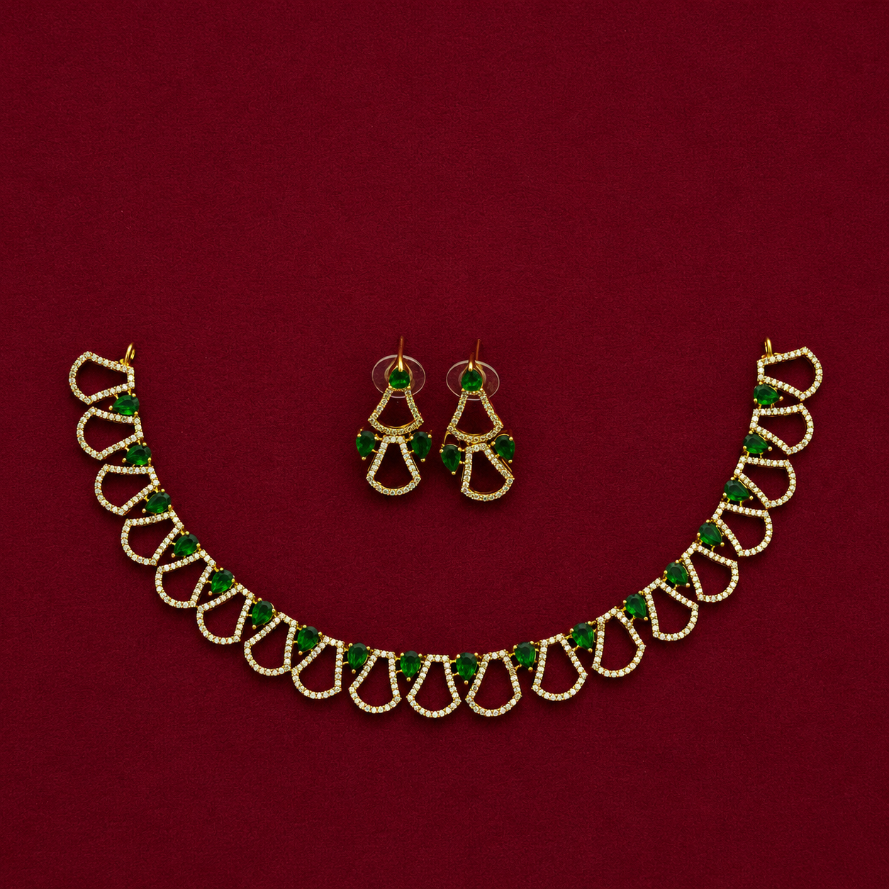 Emerald CZ Hasli Necklace Set