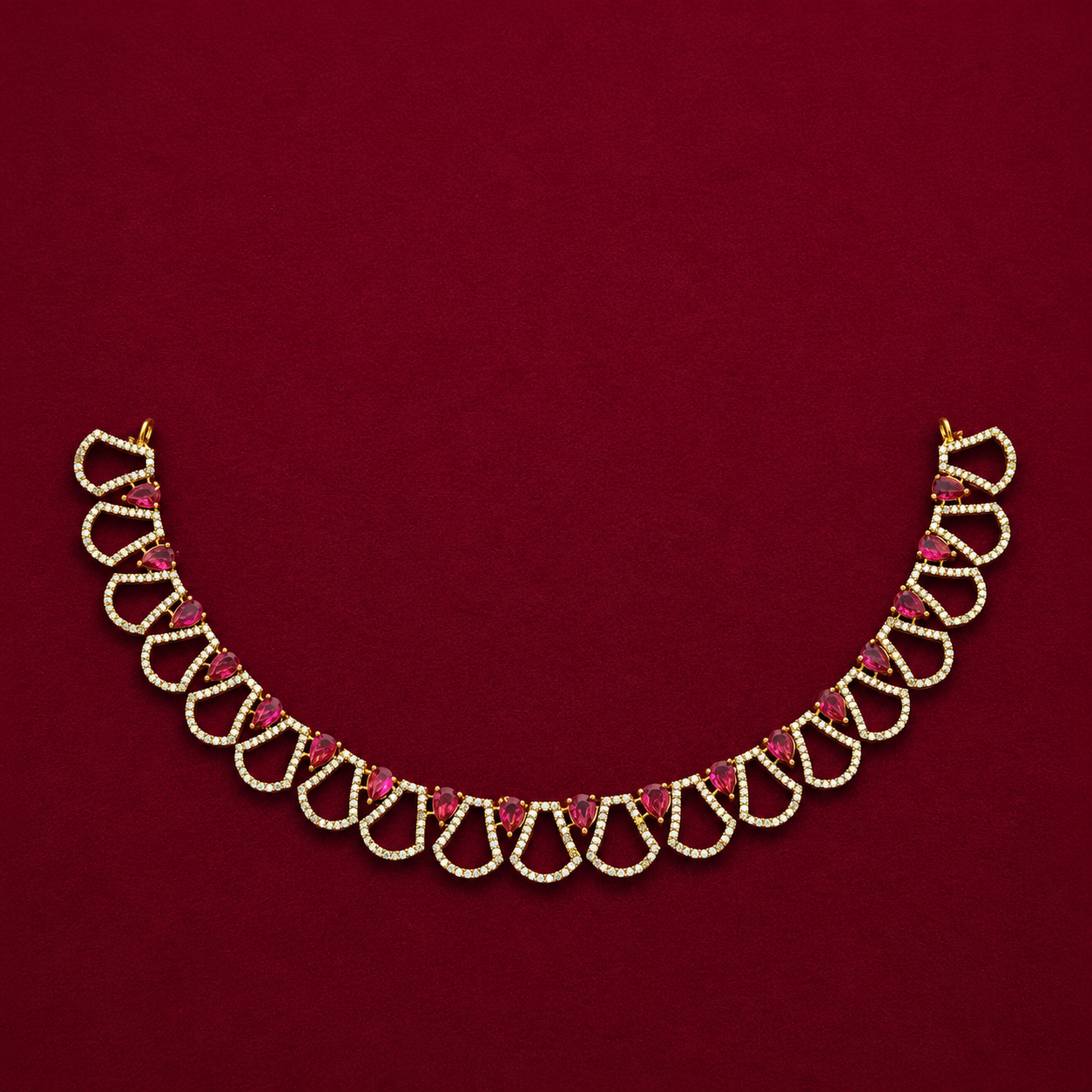 Ruby CZ Hasli Necklace Set