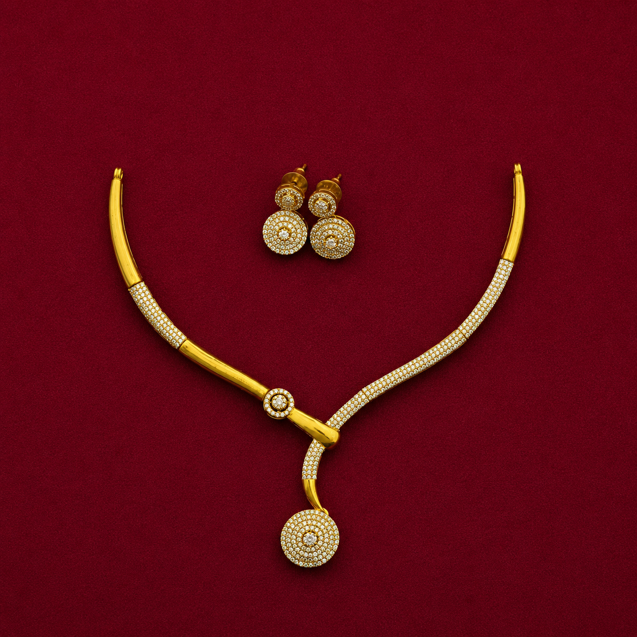 Modern CZ Y-Shape Pendant Necklace Set