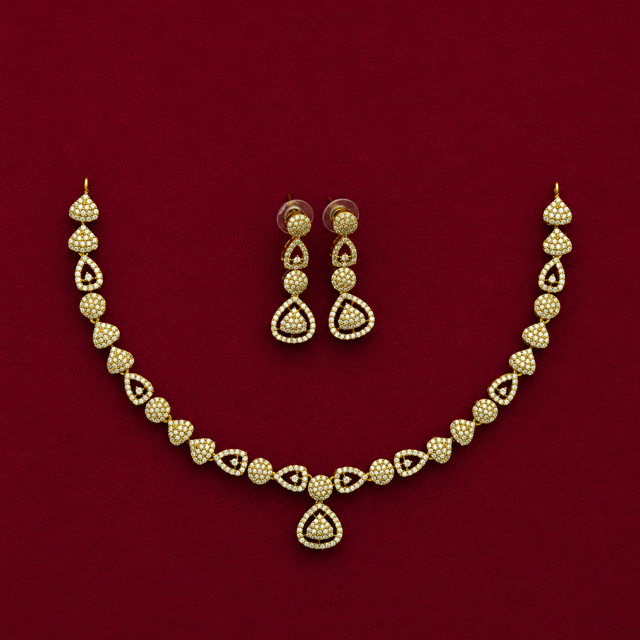 Elegant CZ Drop Necklace Set