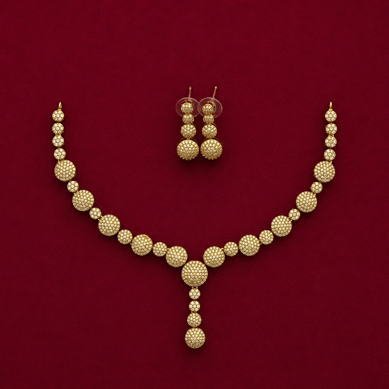 CZ Bubble Y Necklace Set