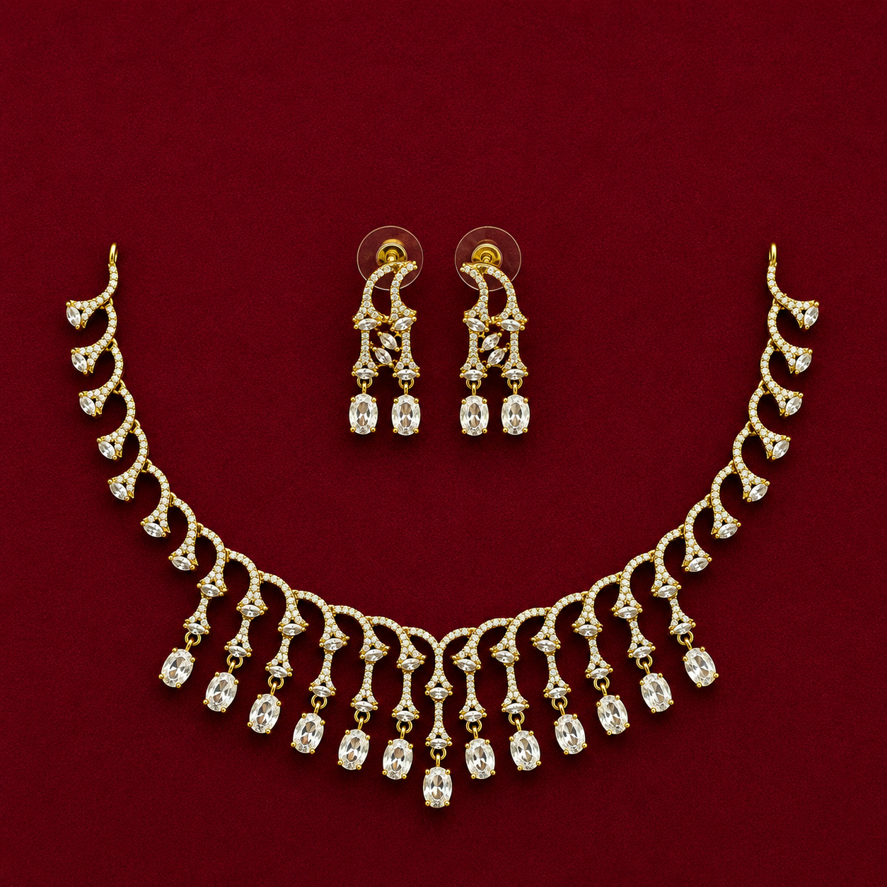 CZ Vine Drop Necklace Set