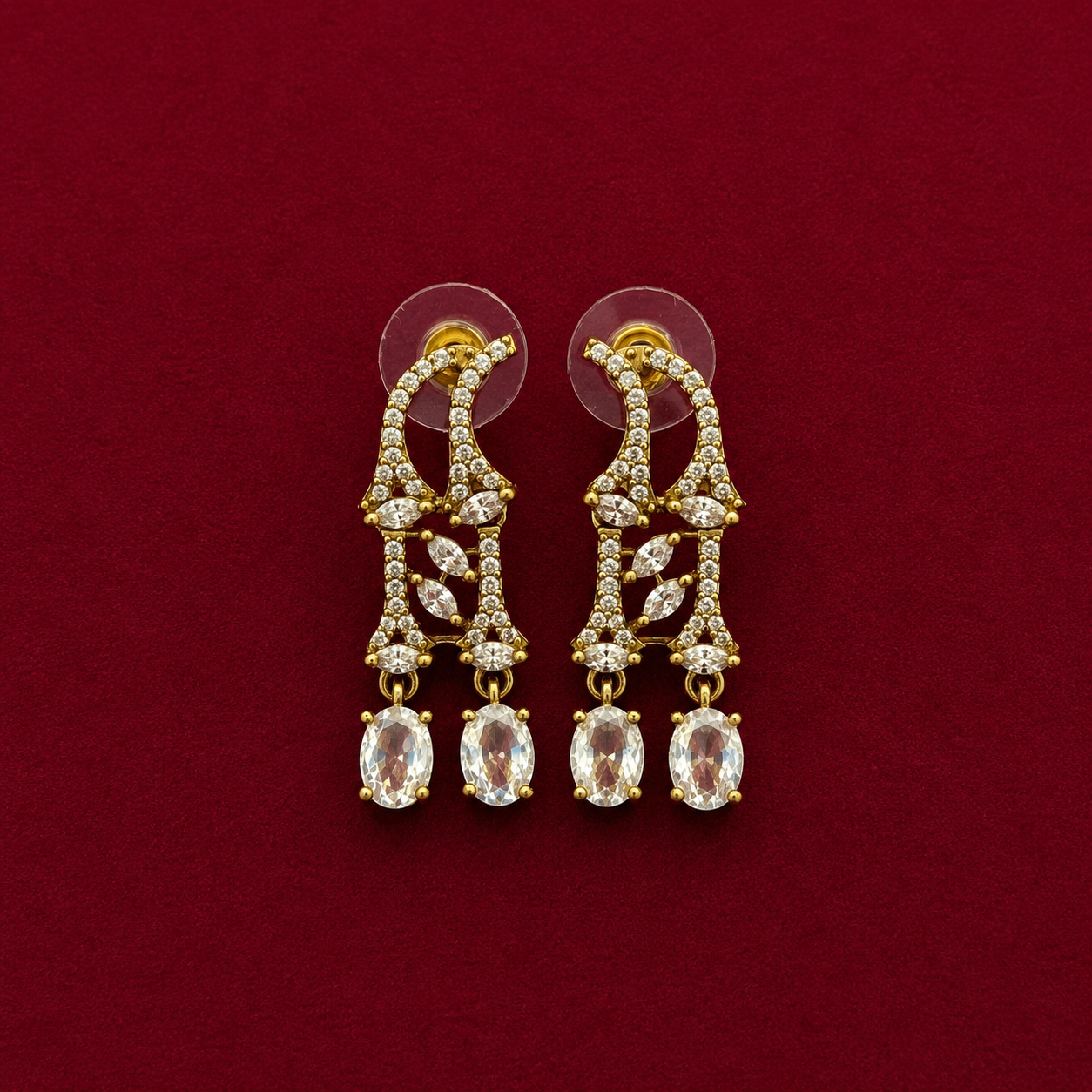 CZ Vine Drop Necklace Set