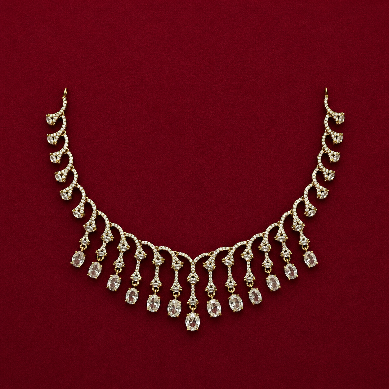 CZ Vine Drop Necklace Set