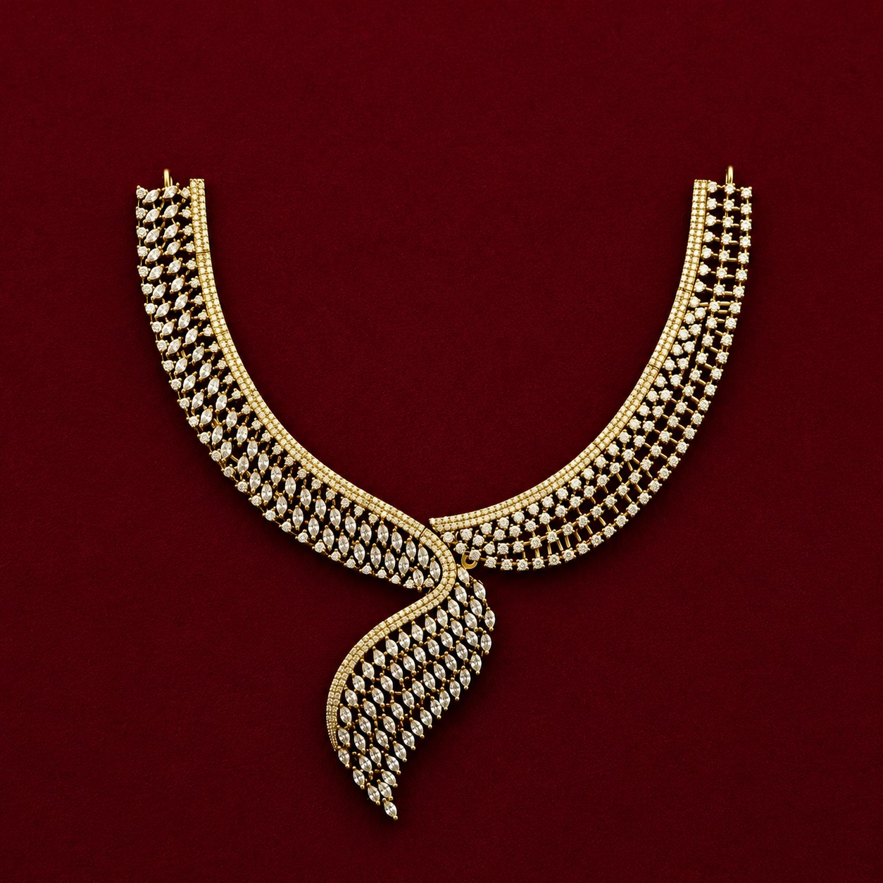 Elegant CZ Leaf Necklace Set