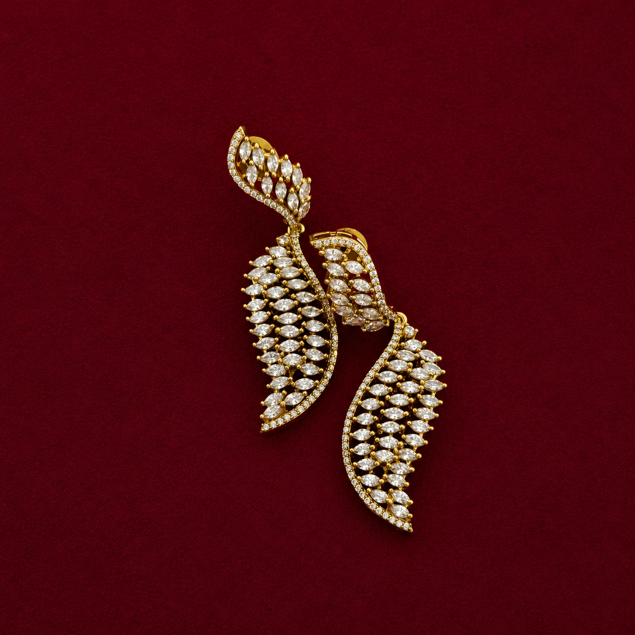 Elegant CZ Leaf Necklace Set