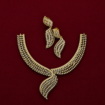 Elegant CZ Leaf Necklace Set