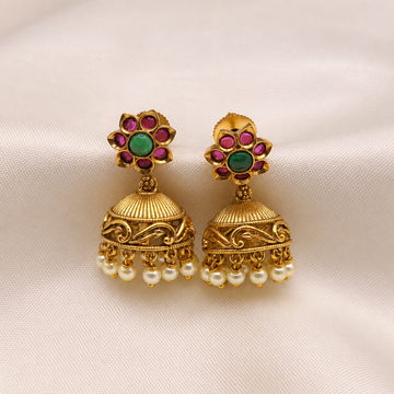 Ruby Green Floral Jhumka