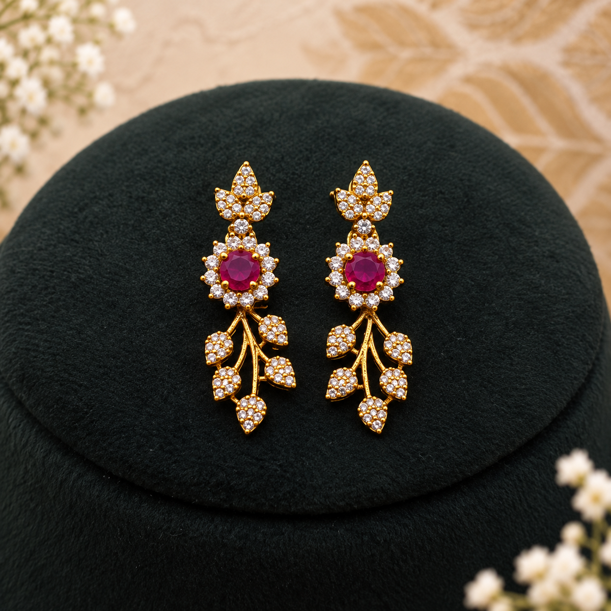 Ruby Floral Necklace Set