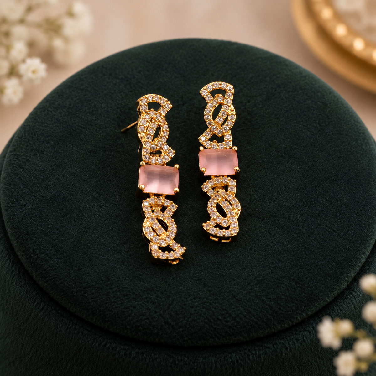 Pink Stone Necklace Set