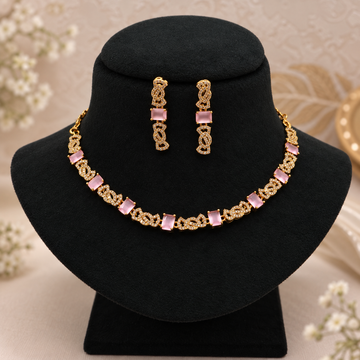 Pink Stone Necklace Set