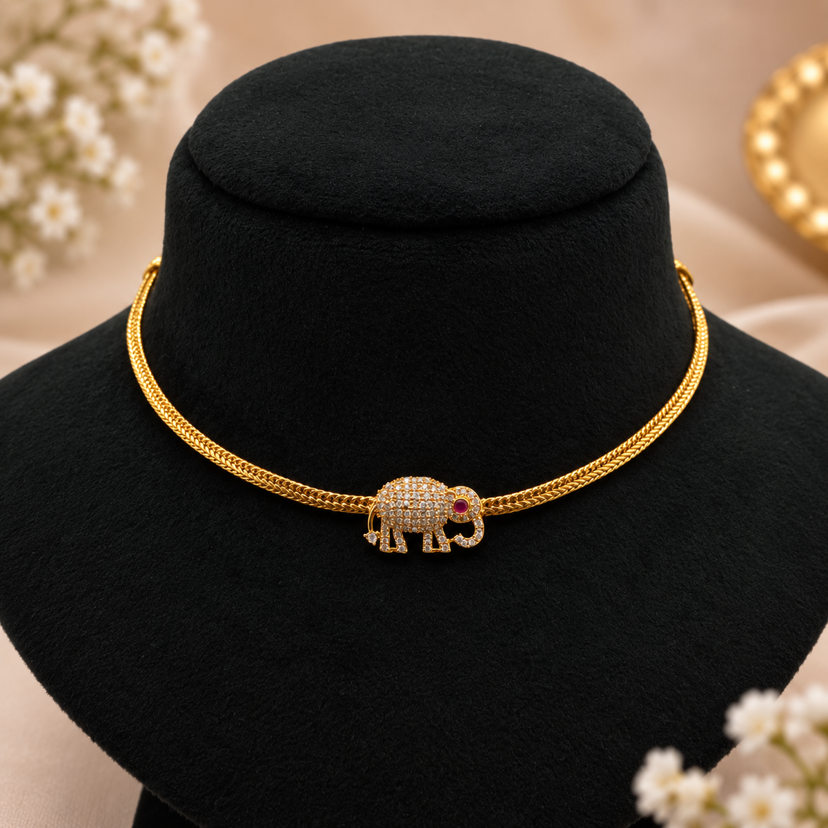 Elephant Charm Necklace Set
