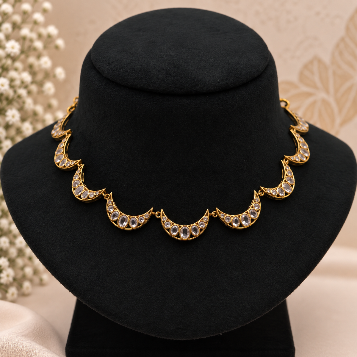 Crescent Floral Necklace