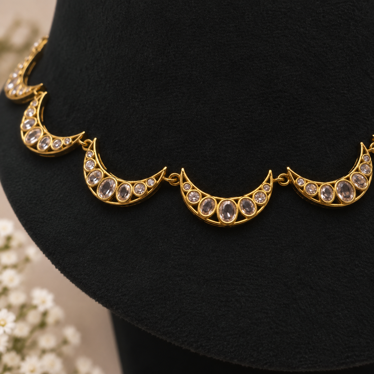 Crescent Floral Necklace