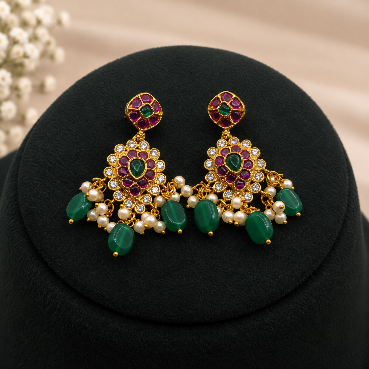 Green Beaded Necklace Set