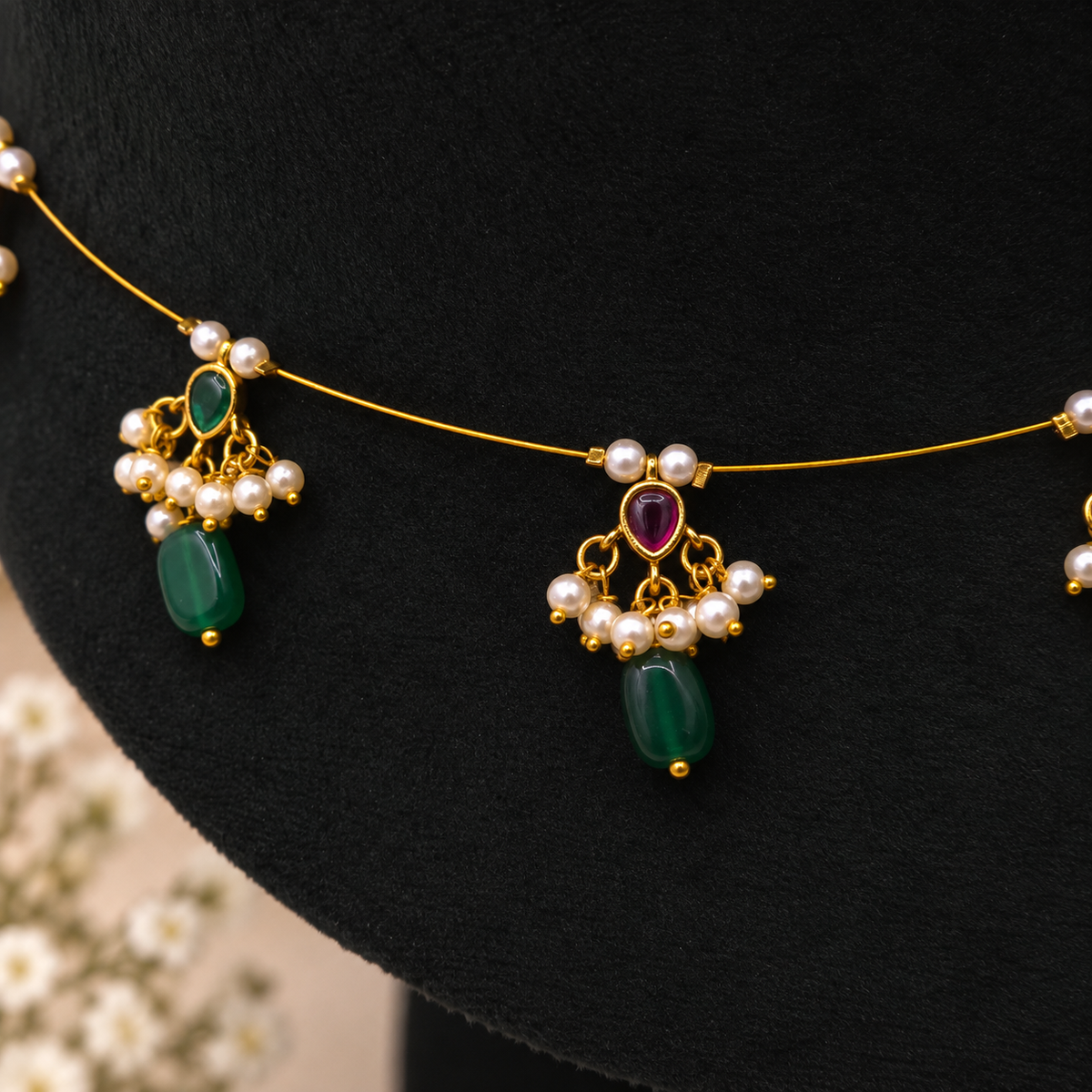 Green Beaded Necklace Set