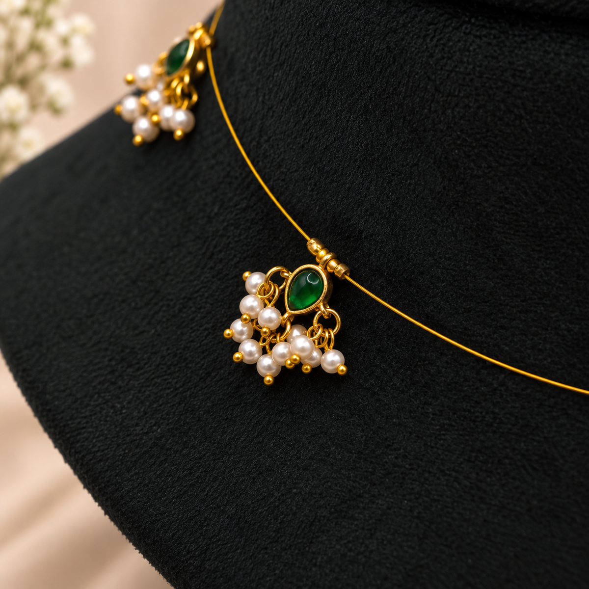 Green Pearl Drop Necklace