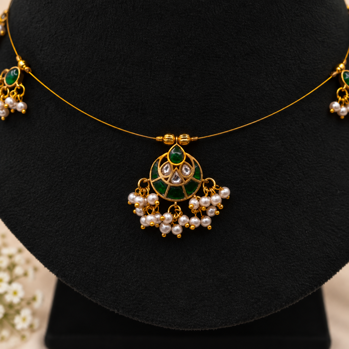 Green Pearl Drop Necklace