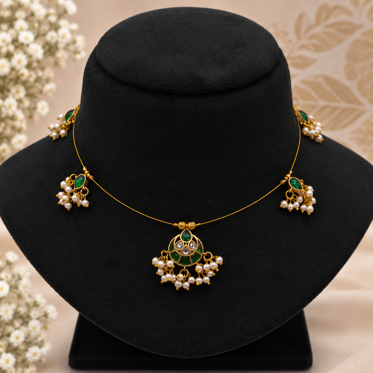 Green Pearl Drop Necklace