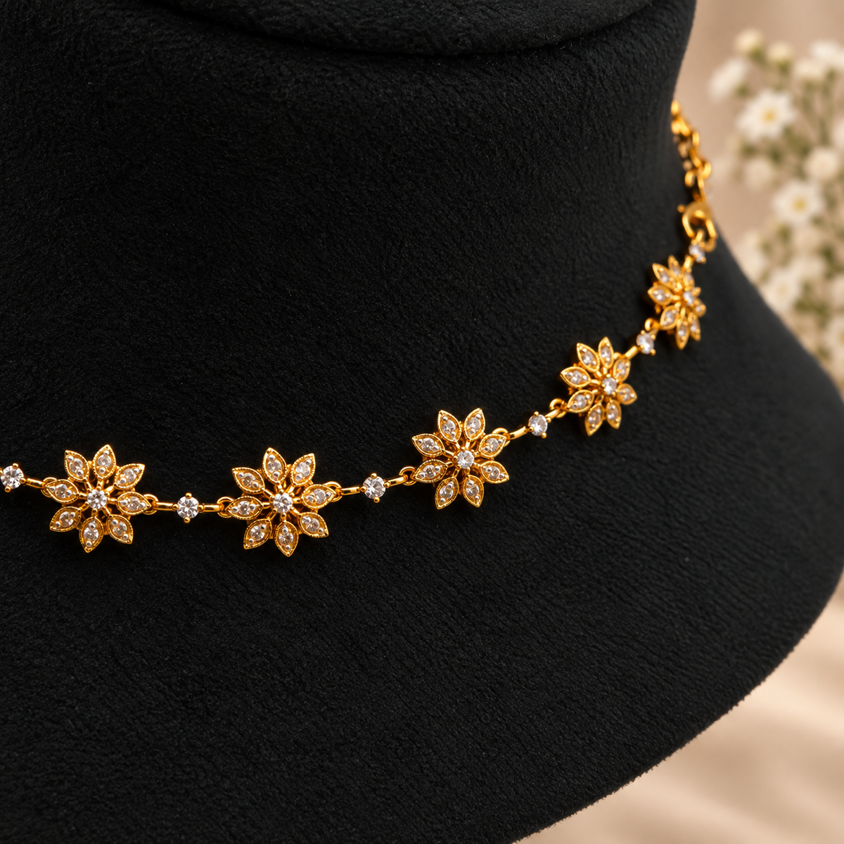 Green Floral Necklace Set
