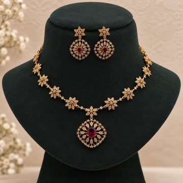 Ruby Floral Necklace Set