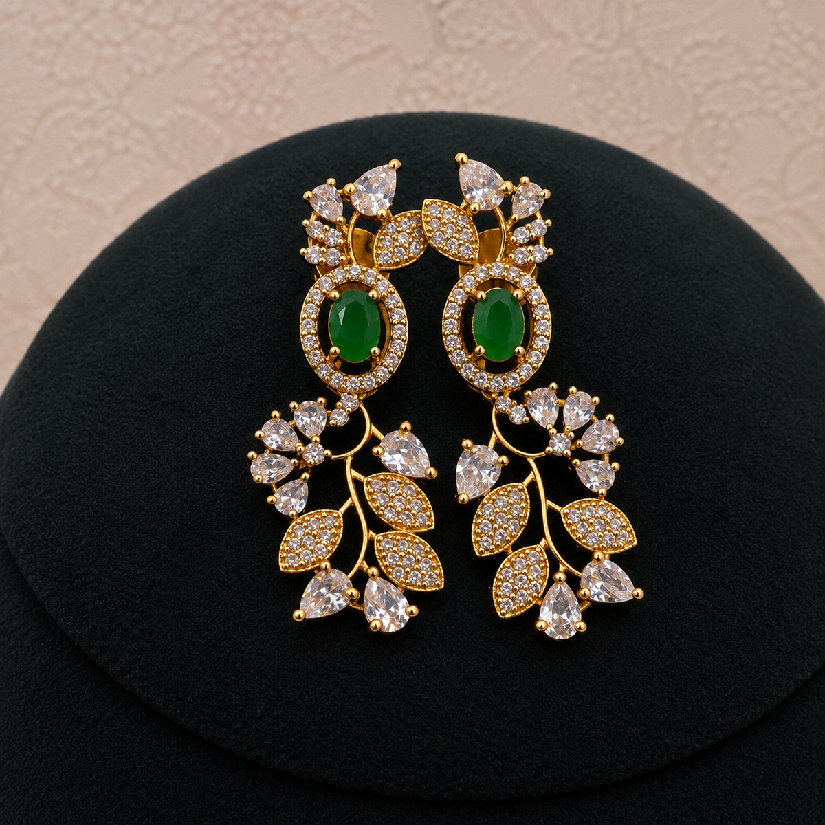 Emerald Leaf Necklace Set