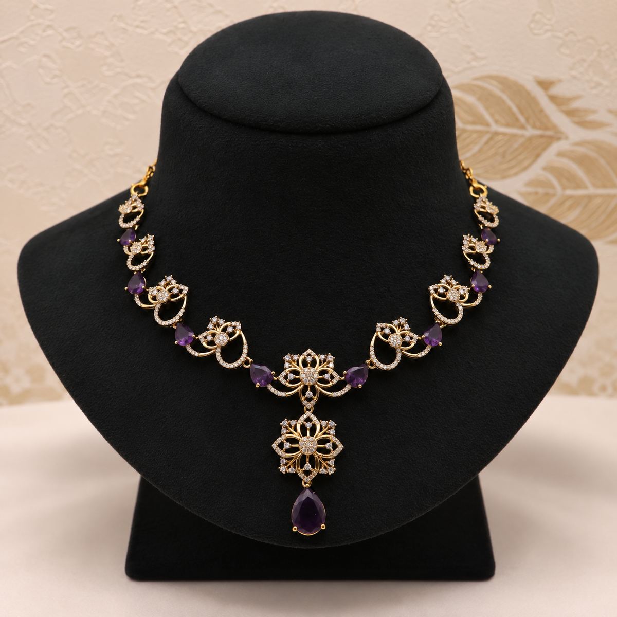 Amethyst Floral Necklace Set