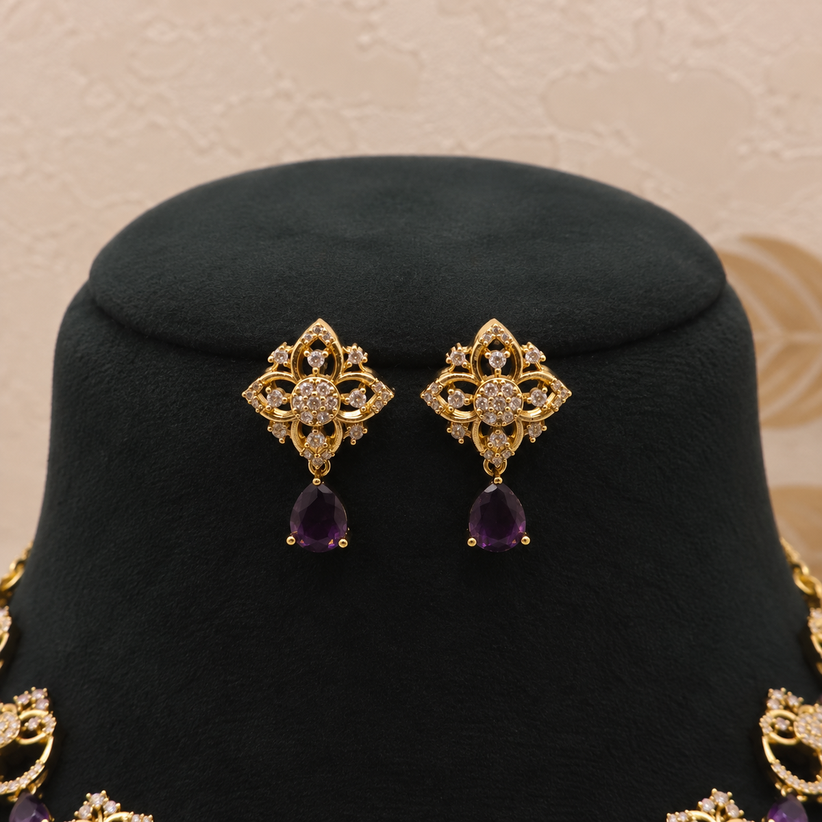 Amethyst Floral Necklace Set