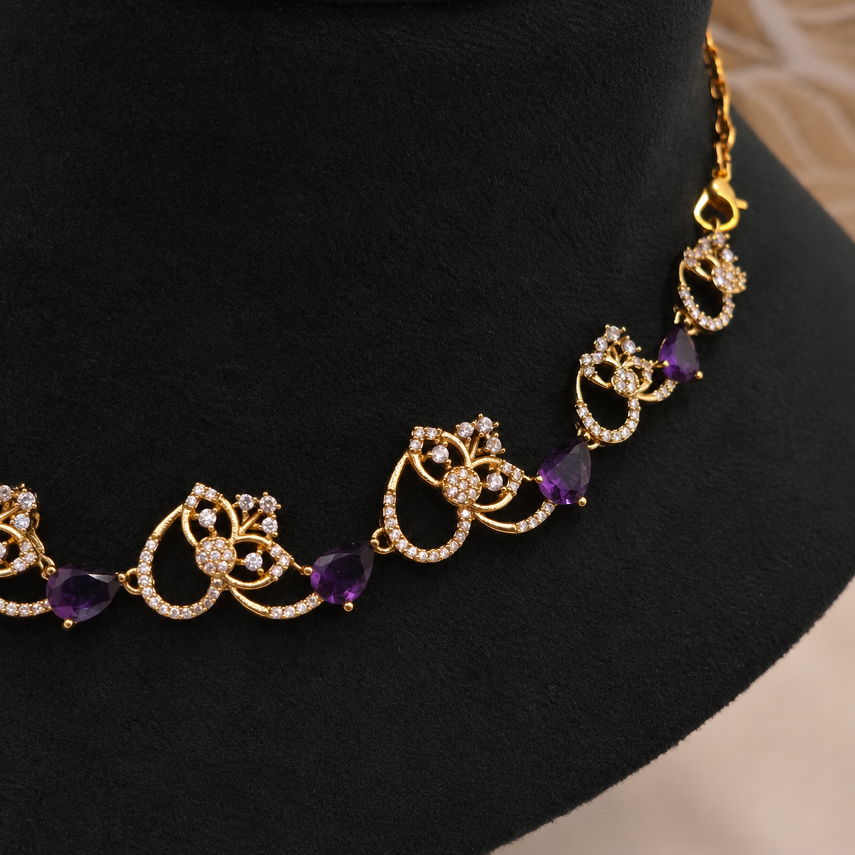 Amethyst Floral Necklace Set