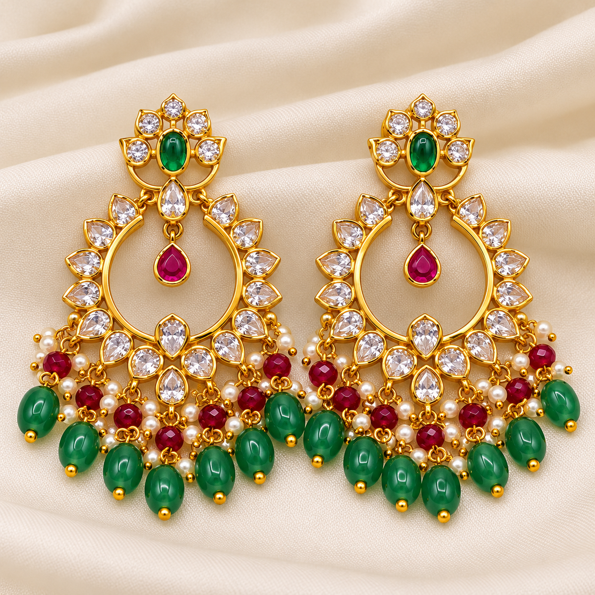 Emerald Ruby Hoop Earrings
