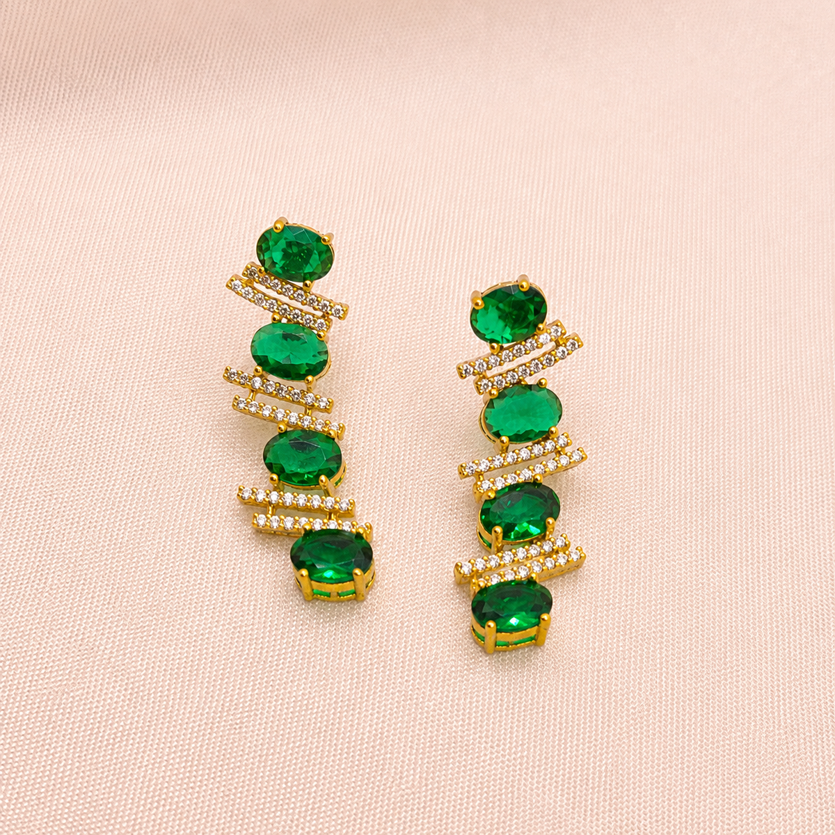 Emerald Geometric Necklace Set