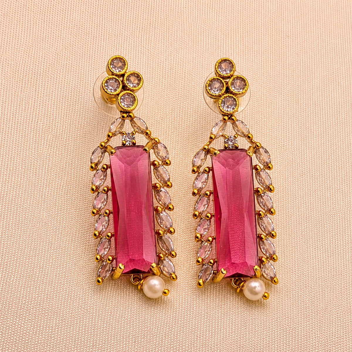 Ruby Pink Statement Necklace Set