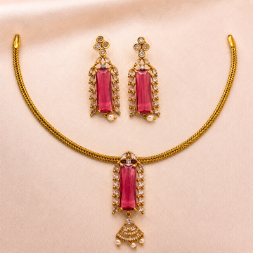 Ruby Pink Statement Necklace Set