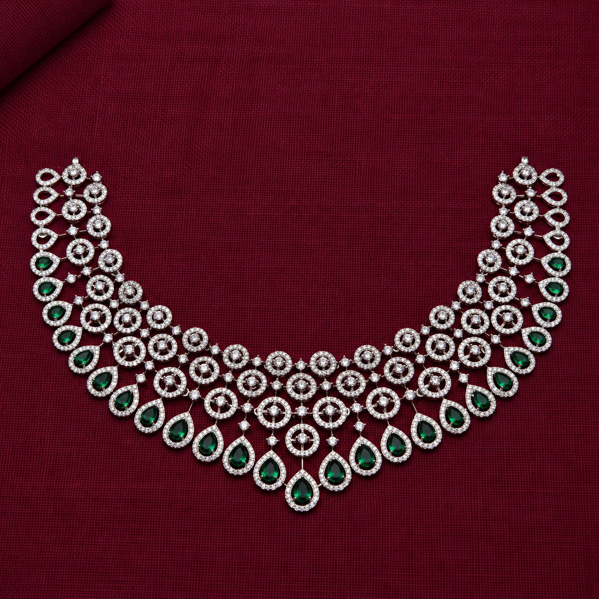 Emerald Green CZ Statement Necklace Set